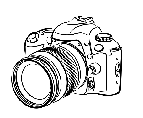 The sketch of a SLR camera.