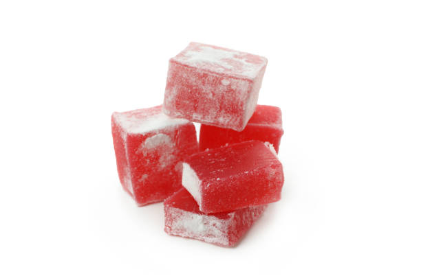 istock Delicious turkish delight isolated on white background 1436646725