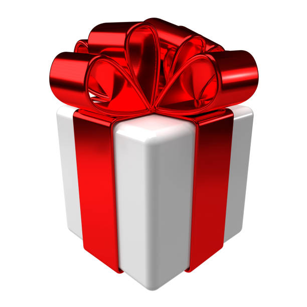 istock 3d gift box icon. Christmas holiday white red gift wrap. 1436646733