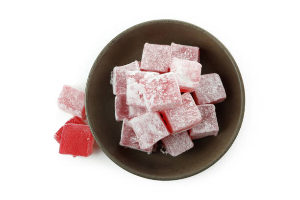 istock Delicious turkish delight isolated on white background 1436648628