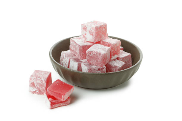 istock Delicious turkish delight isolated on white background 1436648849