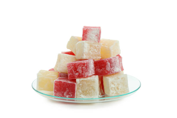 istock Delicious turkish delight isolated on white background 1436648972
