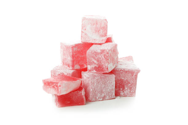 istock Delicious turkish delight isolated on white background 1436649144