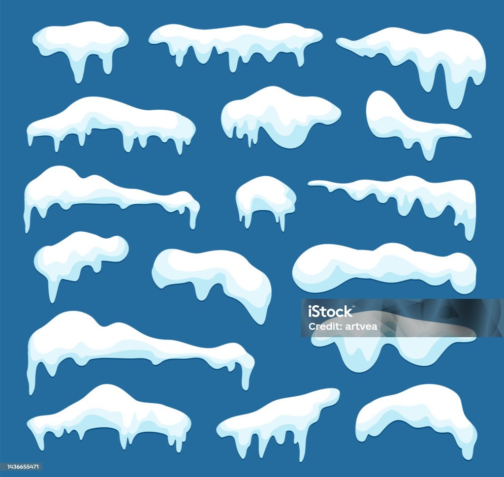 Snow Cap Background White Snow Caps Set On Blue Background Stock Illustration - Download ...