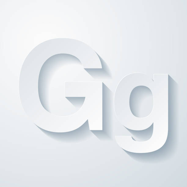 문자 g - 대문자와 소문자. 빈 배경에 종이 잘라내기 효과가 있는 아이콘 - alphabet white background letter g three dimensional shape stock illustrations