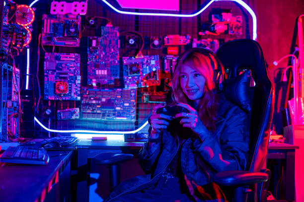 istock Gamer using joystick controller for virtual tournament plays online video game 1436657407