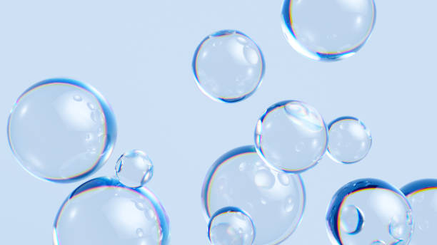 istock 3d render, abstract background with translucent soap bubbles, wallpaper with glass balls 1436657687