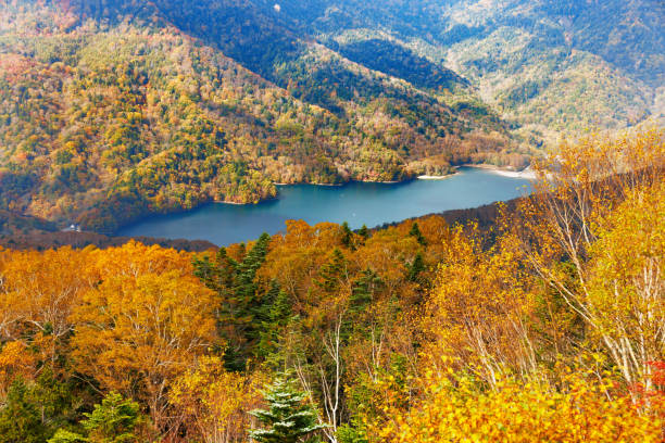 istock Mountain scenery with autumn leaves seen from Mt. Nikko-Shirane 1436657848
