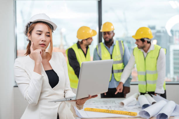 istock Portrait of engineers thinking of ideas an architecture project. 1436659727