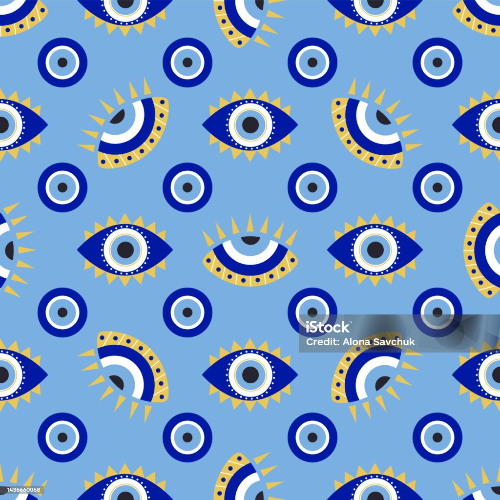Greek Eye Pattern Greek Evil Eye Seamless Pattern Stock Illustration - Download Image Now ...