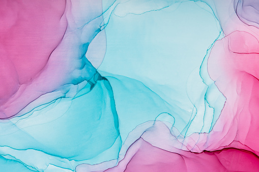 Hand drawn, abstract Alcohol Ink painting. Colorful wavy background for wallpapers, templates, flyers, layouts, posters, cards.