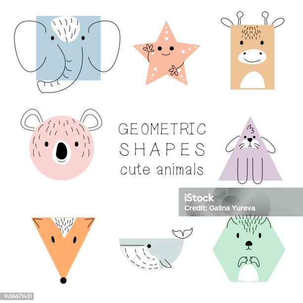 A Set Of Geometric Shapes In The Form Of Cute Animals Stock Illustration - Download Image Now - iStock A Set Of Geometric Shapes In The Form Of Cute Animals Stock Illustration - Download Image Now - iStock