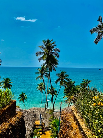 View of Varkala coast, Kerala, India.