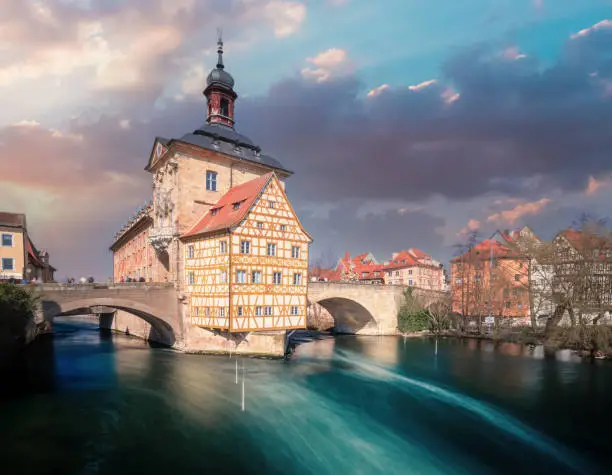 A scenic view of the Old Town Hall in Bamberg