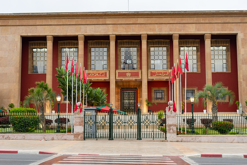 the exterior of the main governmental Central Postal and  communication building in Tripoli, Libya