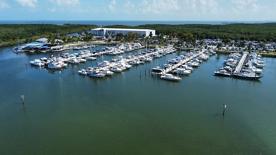 An aerial view of Florida's southwest marina in the United States