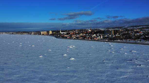 The frozen St-Laurence River in Rimouski, Quebec, Canada