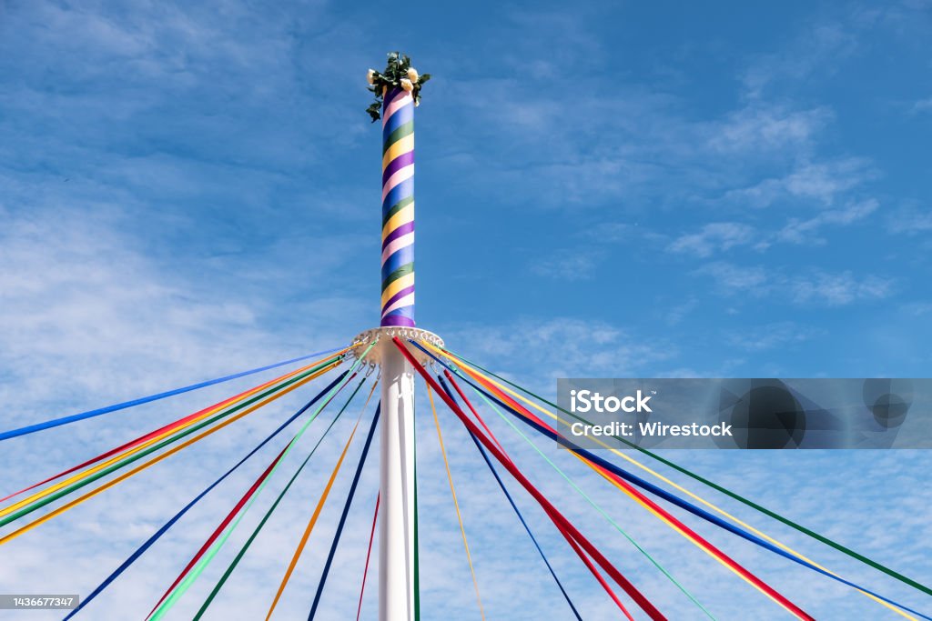 Colorful Maypole at Countryfile Live for the dance festival A colorful Maypole at Countryfile Live for the dance festival Maypole Stock Photo