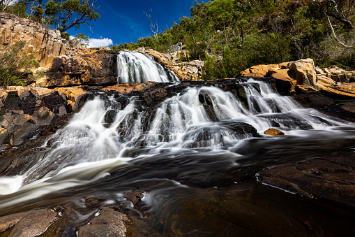 Mackenzie waterfall and Mackenzie River in Grampians National Park, Victoria Australia