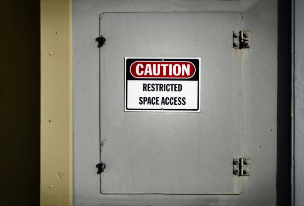 istock View of a confined space locked off access door with a 