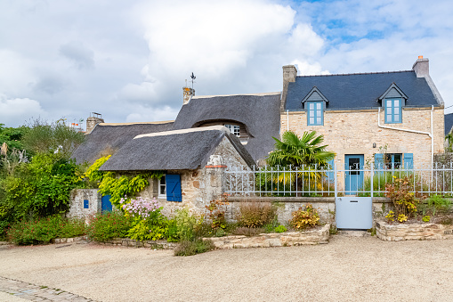 Brittany, Ile aux Moines island in the Morbihan gulf, typical house in the village