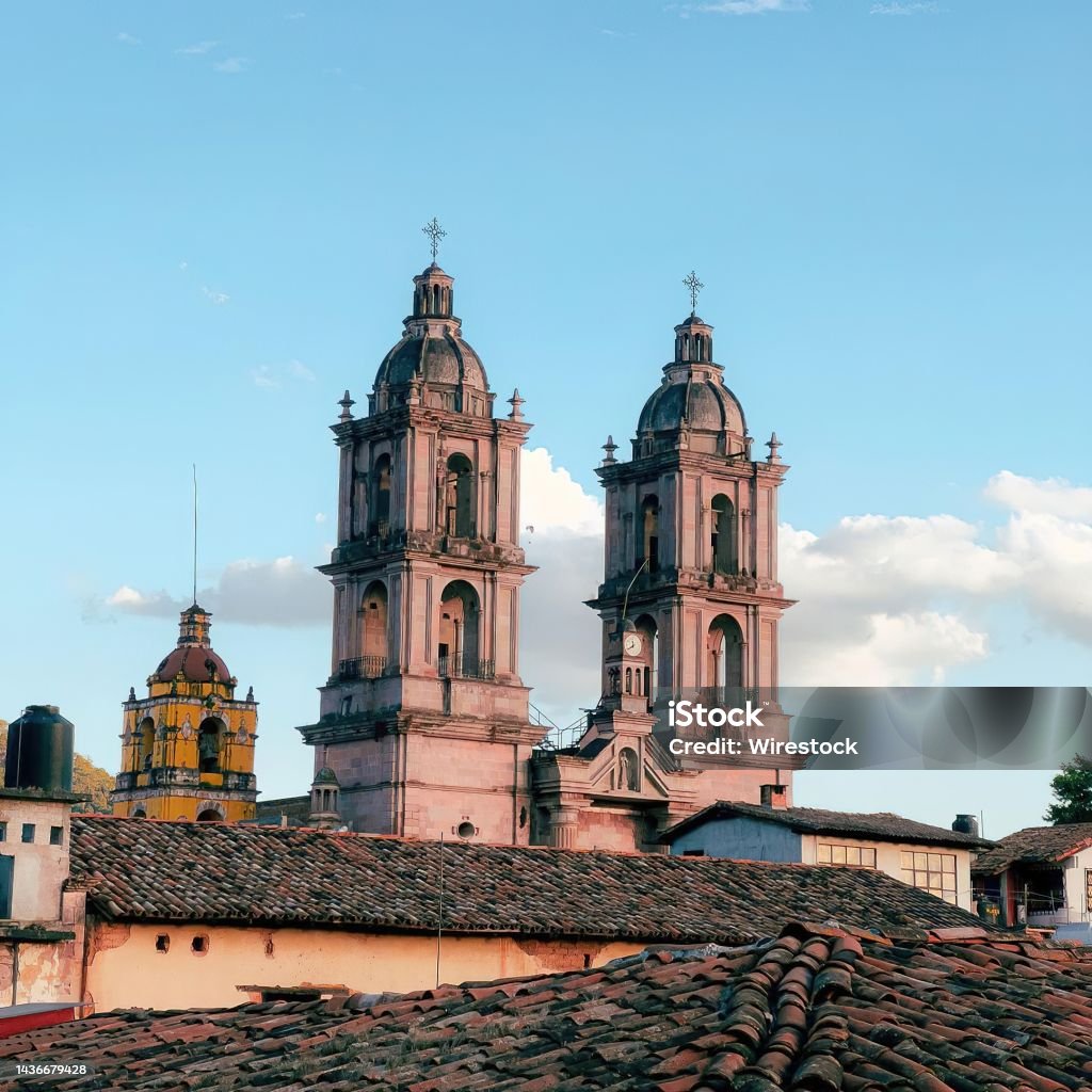 Beautiful view of the church in Valle de Bravo in Mexico A beautiful view of the church in Valle de Bravo in Mexico Ancient Stock Photo