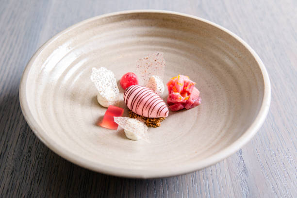 istock Pinkish molecular cuisine dessert on a plate 1436679573