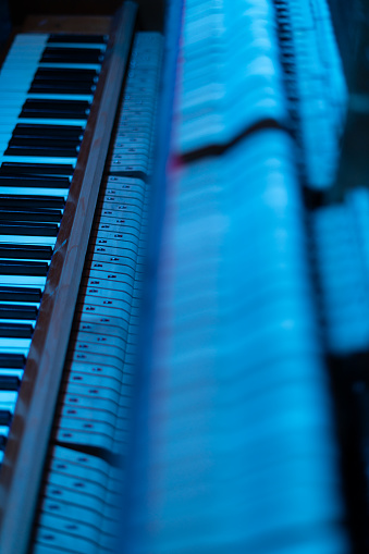 Close-up shot of Keys of an old piano