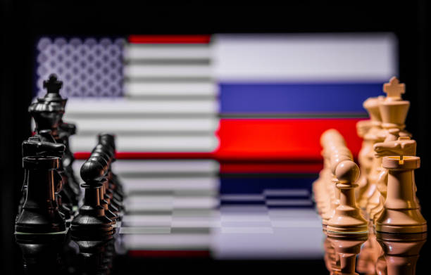 istock Conceptual image of war between United States and Russia using c 1436680037