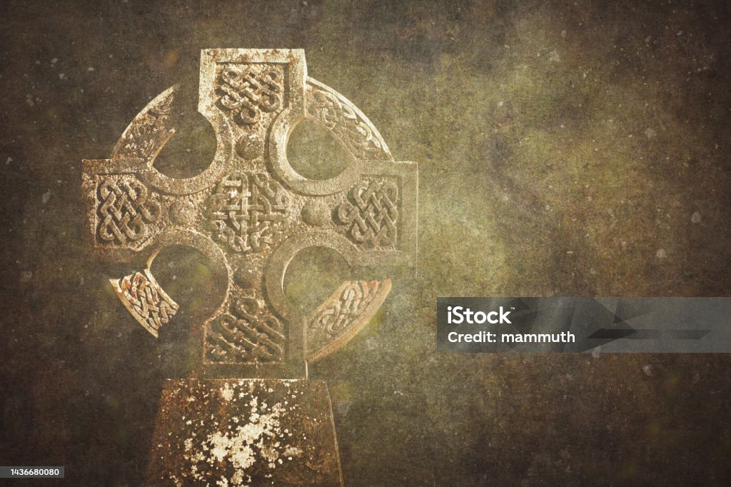 Vintage photo of a Celtic cross Celtic cross Celtic Style Stock Photo