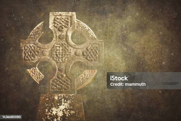 Vintage Photo Of A Celtic Cross Stock Photo - Download Image Now - Celtic Style, Religious Cross, Ancient