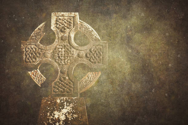 vintage photo of a celtic cross - celtic cross imagens e fotografias de stock