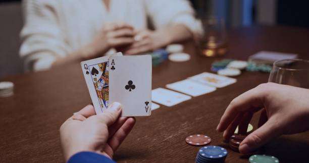 istock Successful Player Playing Poker - Concept For Gambling, Casino 1436681203