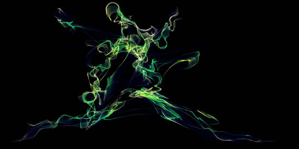 istock Abstract colorful smoke-like illustration isolated on a black background 1436682057