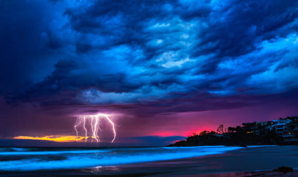 istock Lightning storm over Broad Beach, Malibu California 1436683176