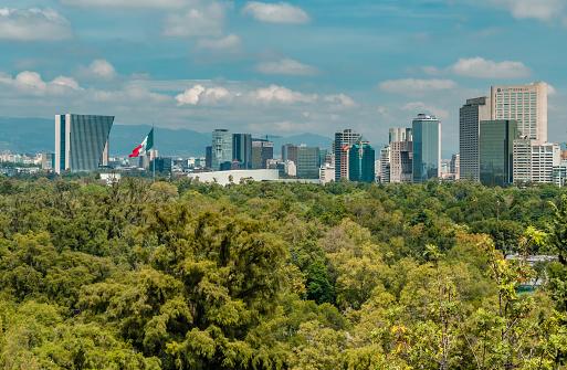 Mexico City, Mexico – August 30, 2021: A Panoramic shot of skyscrapers and hotels in the center of Mexico City
