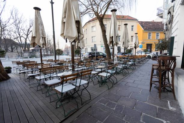 istock Restaurant terrace in the summer morning 1436688938