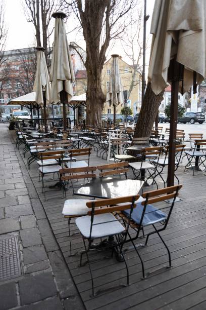 istock Restaurant terrace in the summer morning 1436689155
