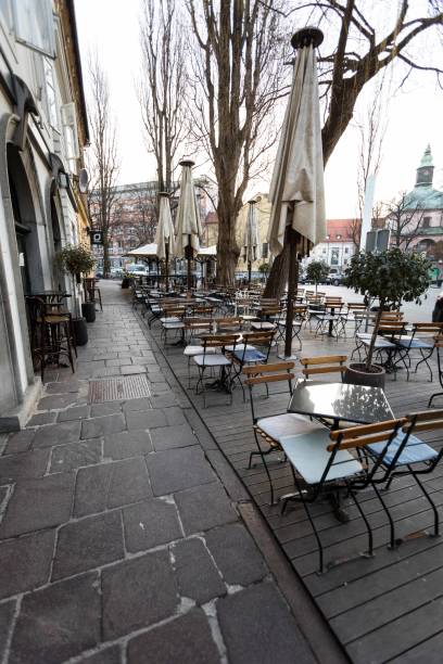 istock Restaurant terrace in the summer morning 1436689182