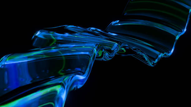 istock Abstract Neon Wave Surface. Wavy Color Line. Liquid Blue Glowing Curved Wavy Line. Neon Cyberpunk Style. Minimalist Style. 3D Rendering 1436697970