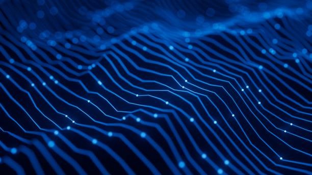 istock Abstract Wave Background. Digital Blue Background With Dot And Line Waves. Futuristic Background For Business and technology. Network Connection Structure. Big Data. Depth of field. 3D rendering 1436698039