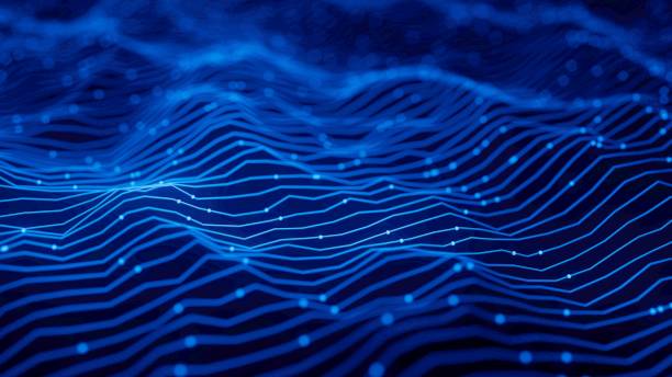 istock Abstract Wave Background. Digital Blue Background With Dot And Line Waves. Futuristic Background For Business and technology. Network Connection Structure. Big Data. 3D rendering 1436698086