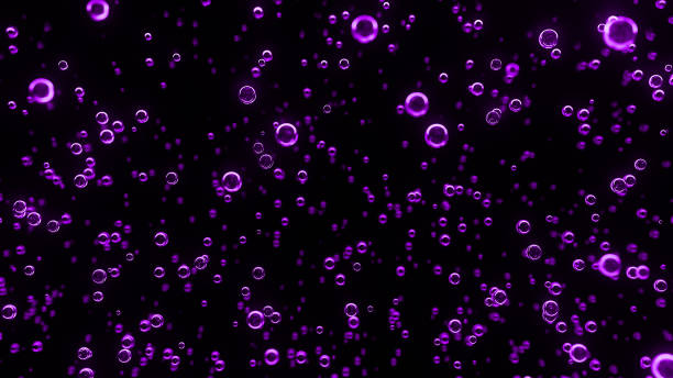 istock Underwater bubbles. Abstract purple bubble background. Distribution of bubbles. Nice 3d spheres with reflection. Macro shot of various air bubbles in water. 3D rendering 1436699251