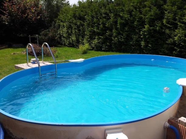 istock Swimming pool oval eight-shaped steel wall 1436704106