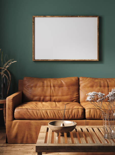 istock Mockup frame in farmhouse living room interior 1436705526