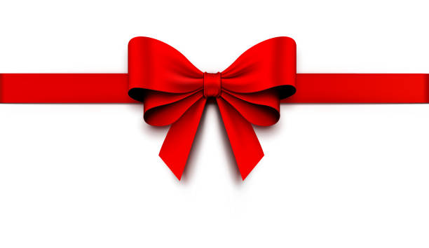 ilustrações de stock, clip art, desenhos animados e ícones de red gift bow with ribbon - ribbon bow white background red