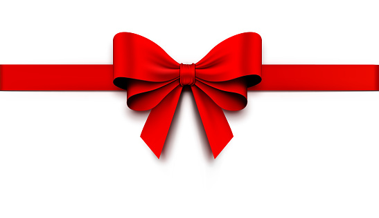 Vector illustration of a red bow with ribbons.