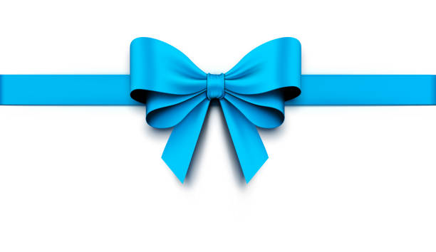 illustrations, cliparts, dessins animés et icônes de arc cadeau bleu avec ruban - bow blue gift white