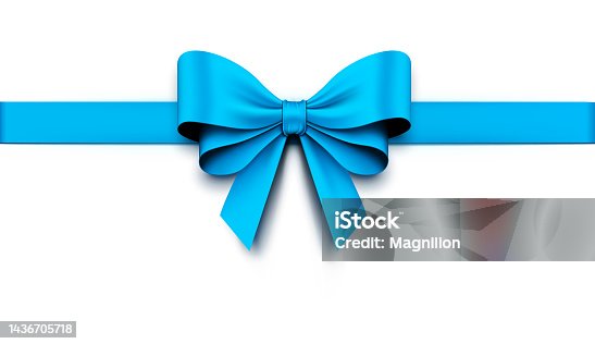 istock Blue Gift Bow with Ribbon 1436705718