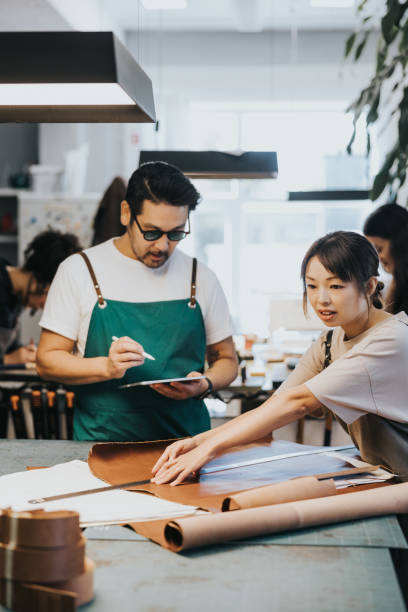 istock Small business Japanese leather crafting studio 1436712400